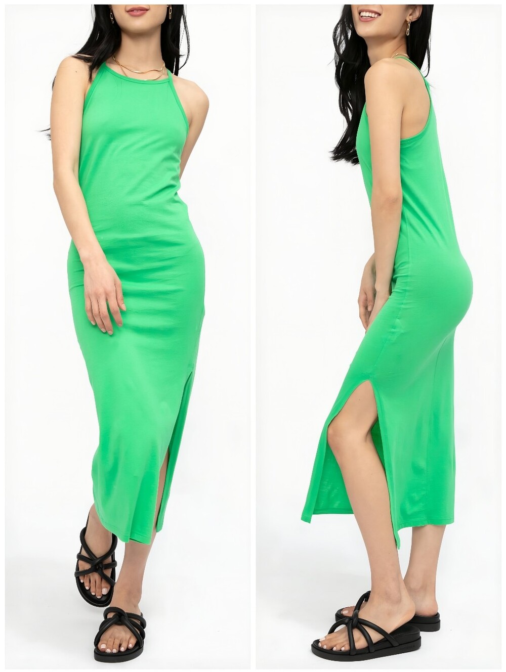 FRAME Cotton Green Cami Tank Dress, M